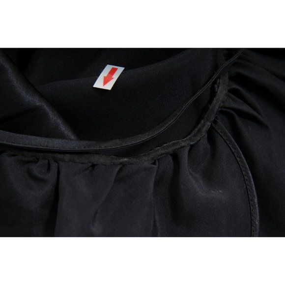 Saint Laurent Womens Maxi Dress Medium 38 Black Silk Ruffle Shoulder Side Split - Picture 9 of 14